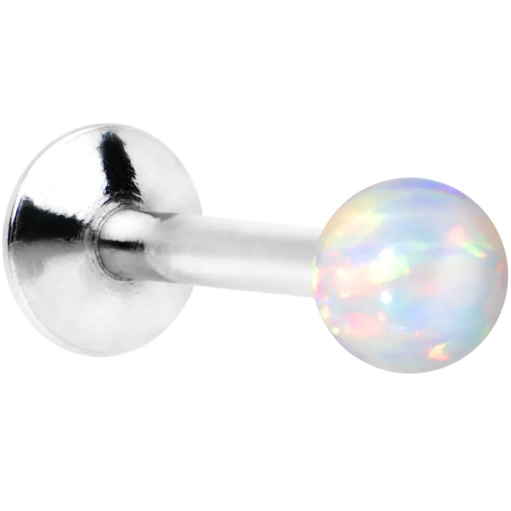 1/4 Steel 3mm Synthetic White Opal Internally Threaded Tragus Earring