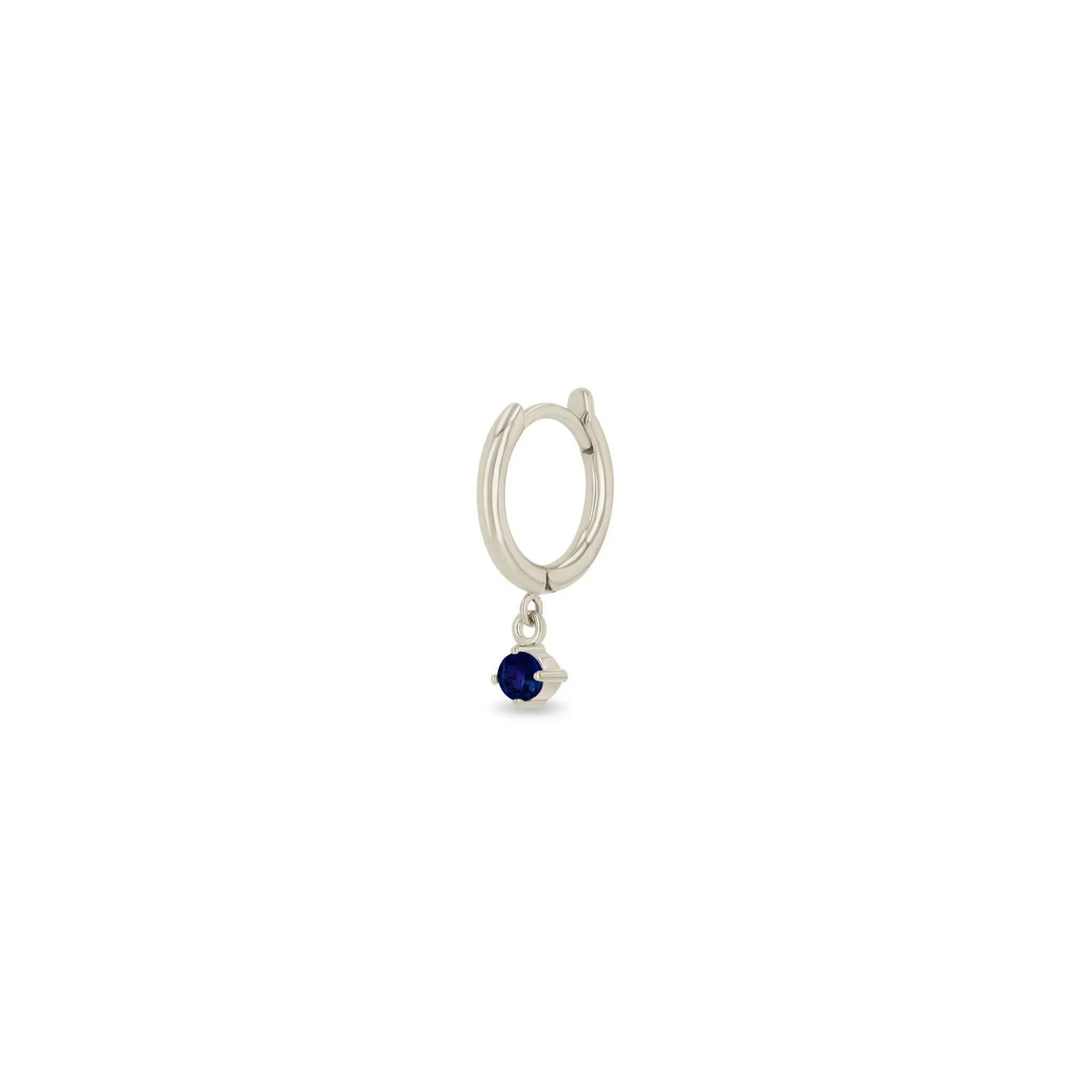 14k Dangling Blue Sapphire Small Hinge Huggie Hoops