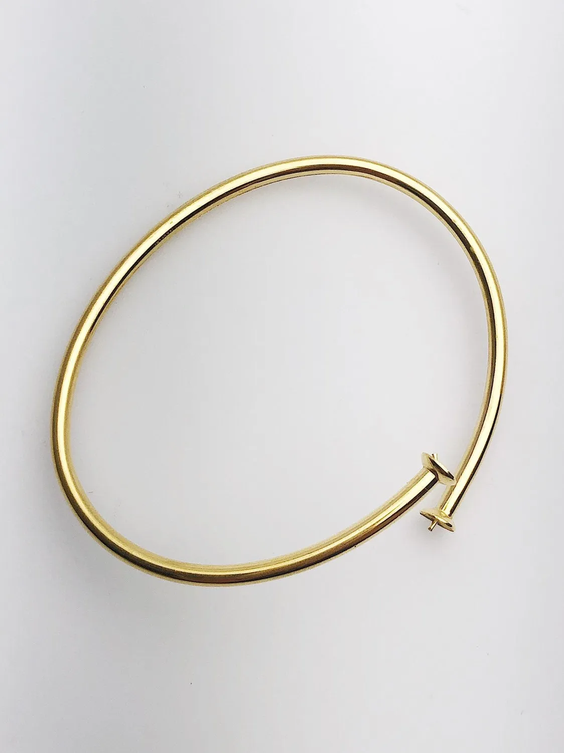 14K Gold Fill Flex Bangle Bracelet with Pearl Settings, 8" and 7.5" Available