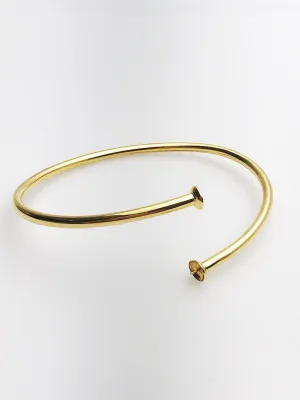 14K Gold Fill Flex Bangle Bracelet with Pearl Settings, 8" and 7.5" Available