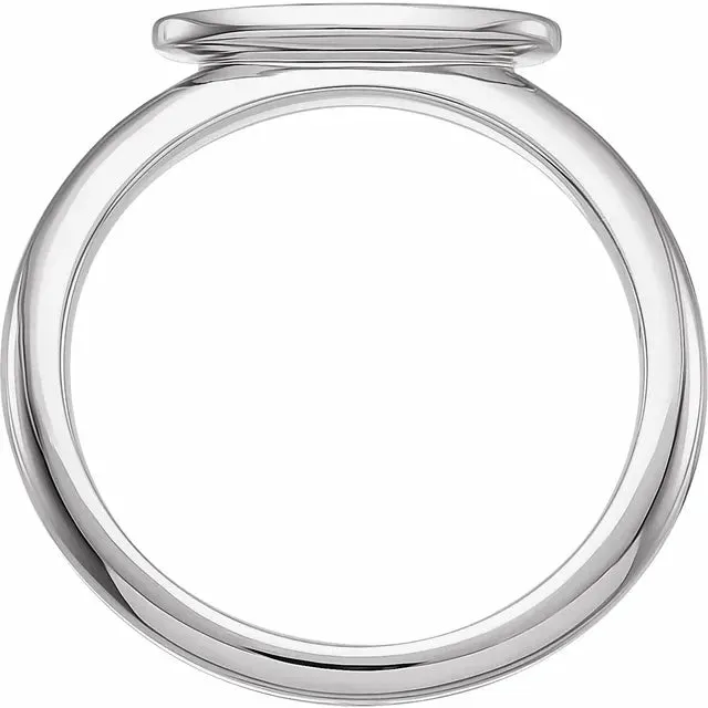 14K White Gold Oval Signet Ring