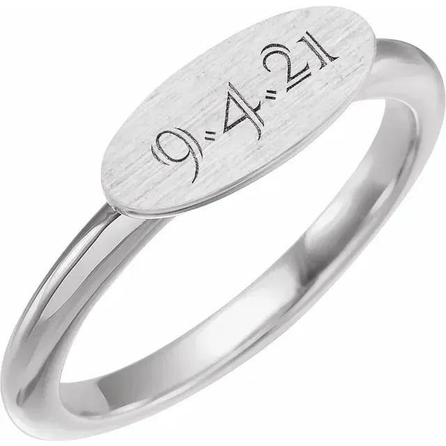 14K White Gold Oval Signet Ring