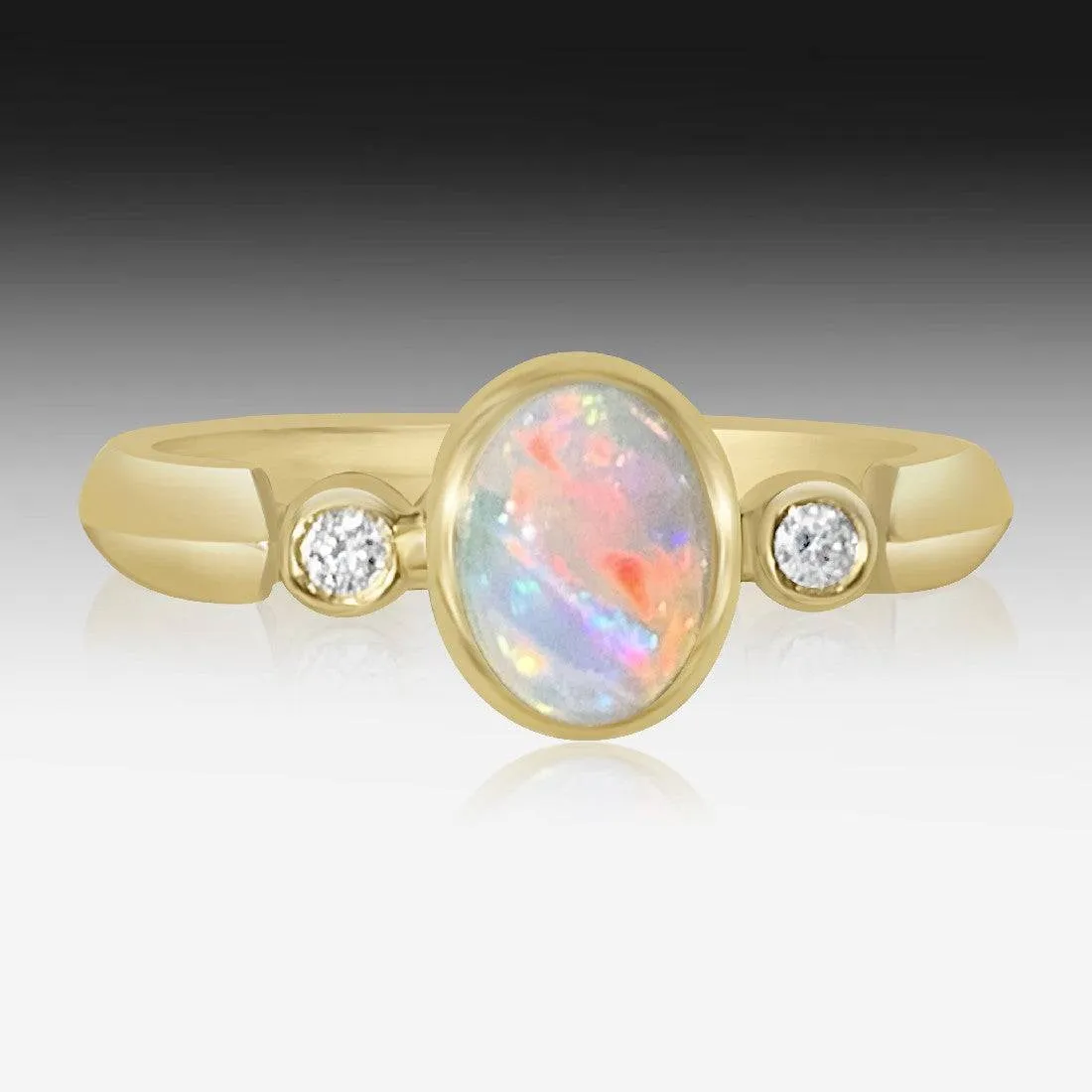 14kt Yellow Gold Opal and Diamond ring