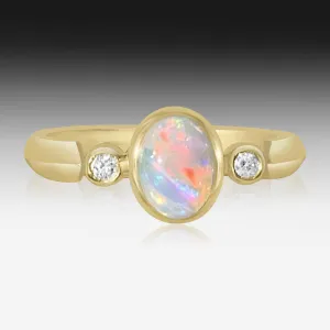 14kt Yellow Gold Opal and Diamond ring