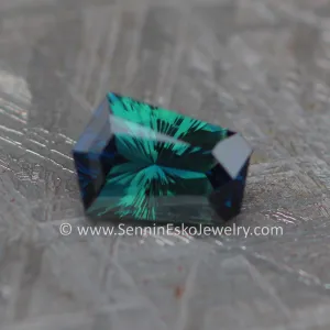 1.68 Carat Inky Green/Blue Kenyan Sapphire Heptagon - 8.2x5.7mm, Fantasy Cut