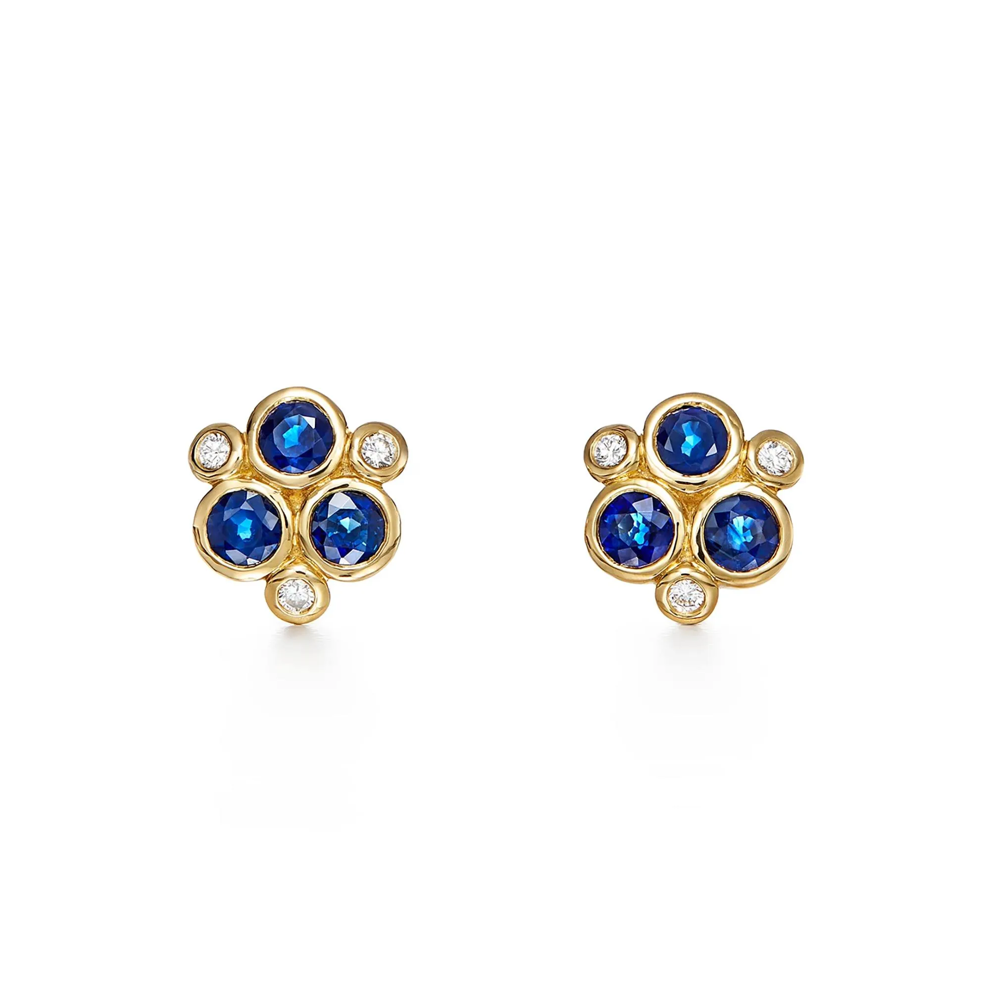 18K Blue Sapphire Trio Earrings