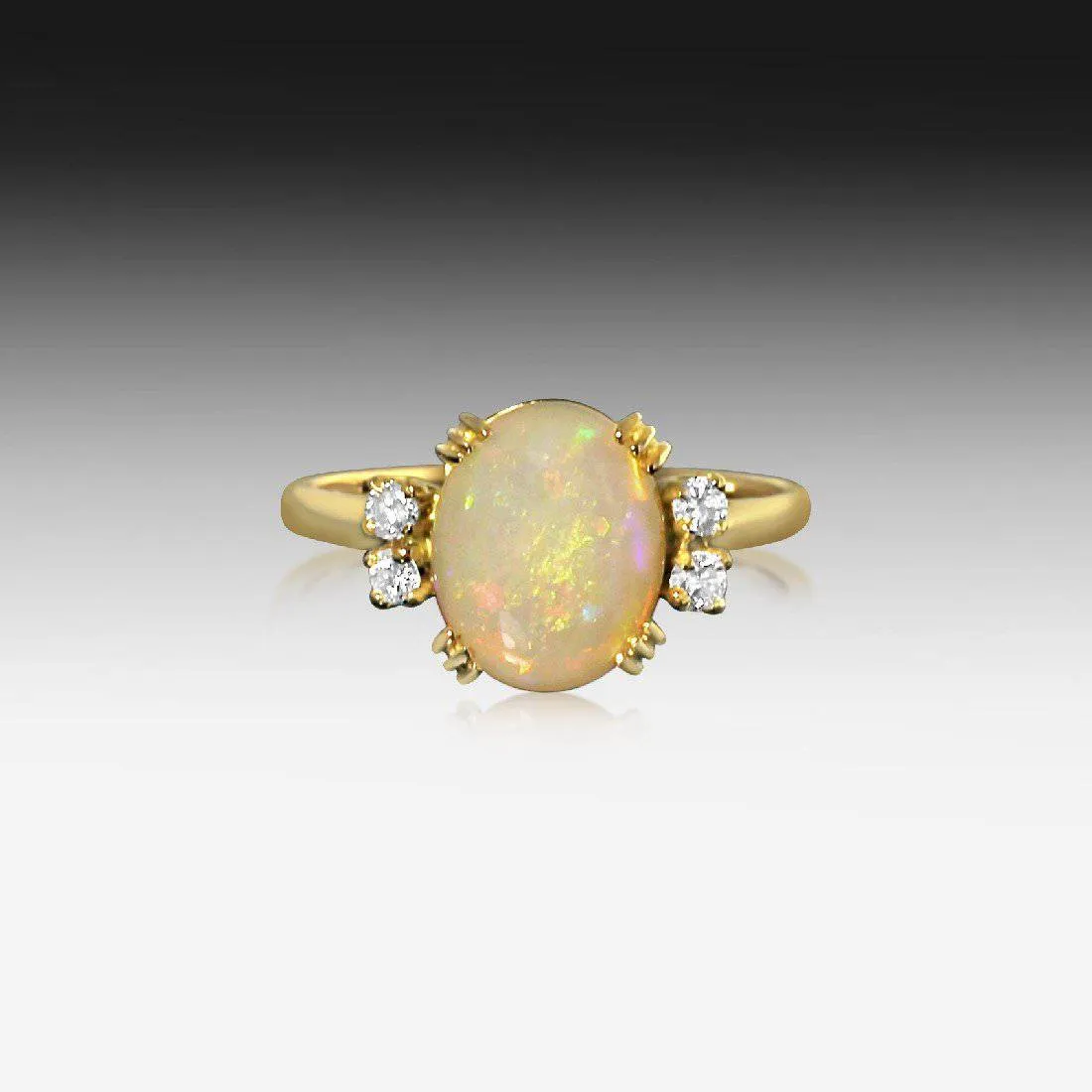 18kt Rose Gold White Opal diamond ring