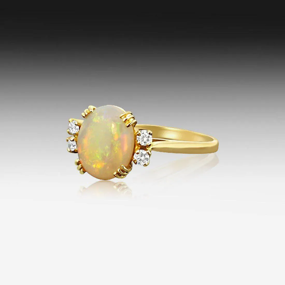 18kt Rose Gold White Opal diamond ring