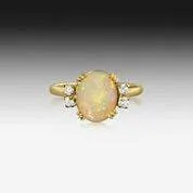 18kt Rose Gold White Opal diamond ring