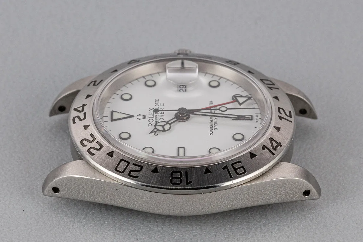 1999 Rolex Explorer II 16570 with White SWISS Only Dial