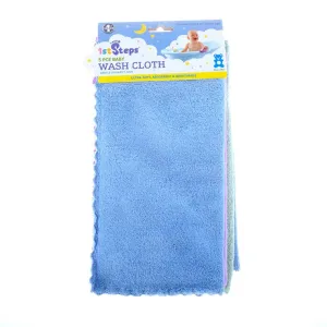 1st Steps Baby Wash Cloth Coral Fleece, 5pk