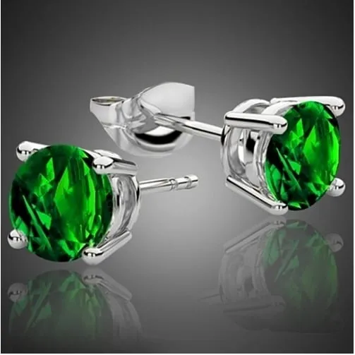 2.00 CTTW EMERALD STUD EARRINGS SET IN STERLING SILVER