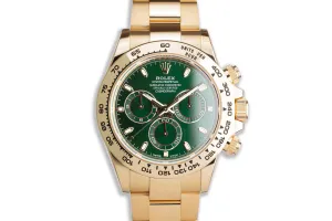 2020 Rolex 18K YG Daytona 116508 Green Dial with Box & Papers