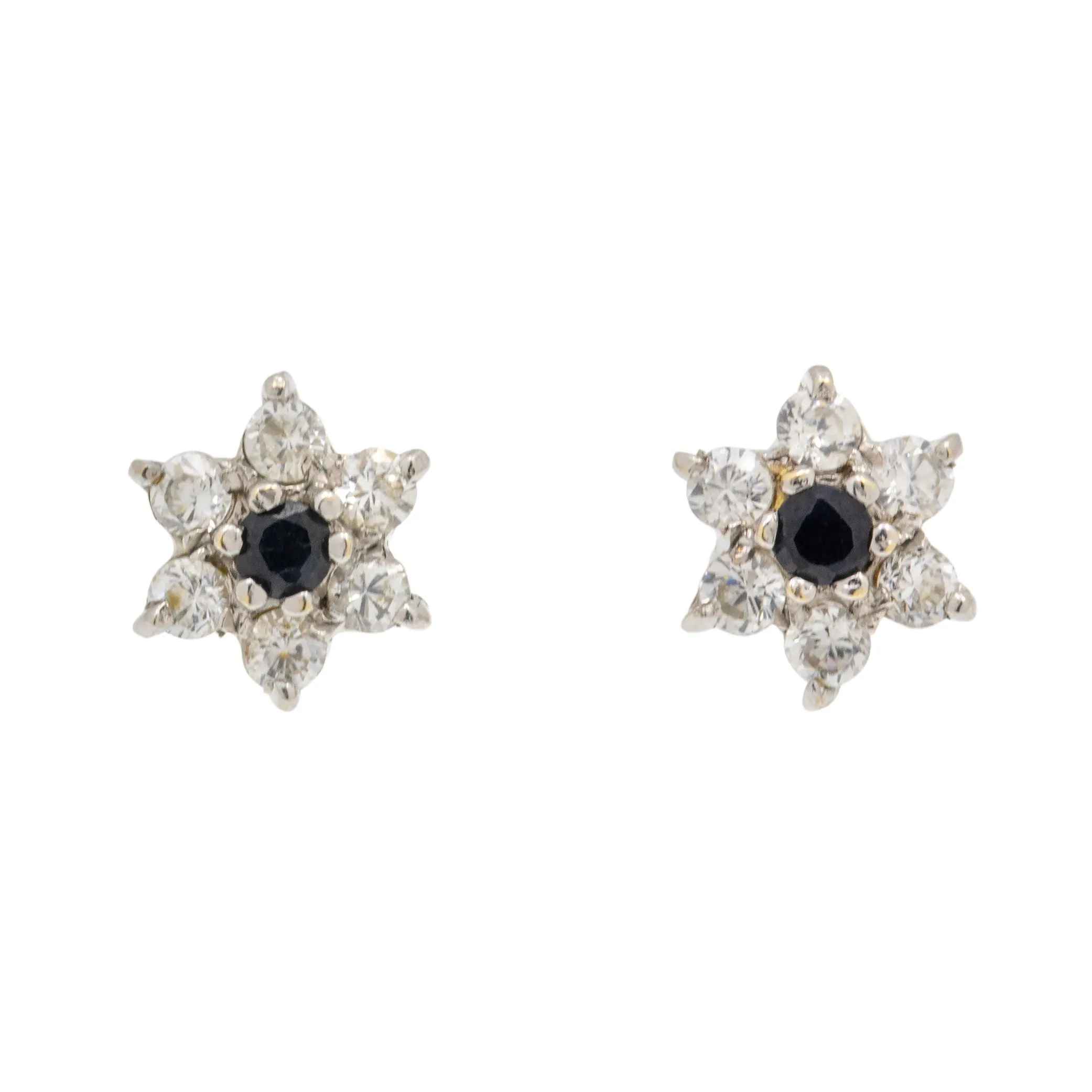 9ct White Gold Sapphire Flower Cluster Stud Earrings