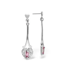 Acotis Diamonds 9K White Gold 0.01ct Diamond Pink Sapphire Earrings Z1444