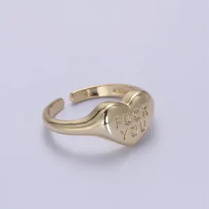 Aim Eternal -  "F You" Gold Heart Signet Ring