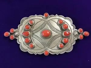 Albert Jake Hand Stamped Mediterranean Coral Pin