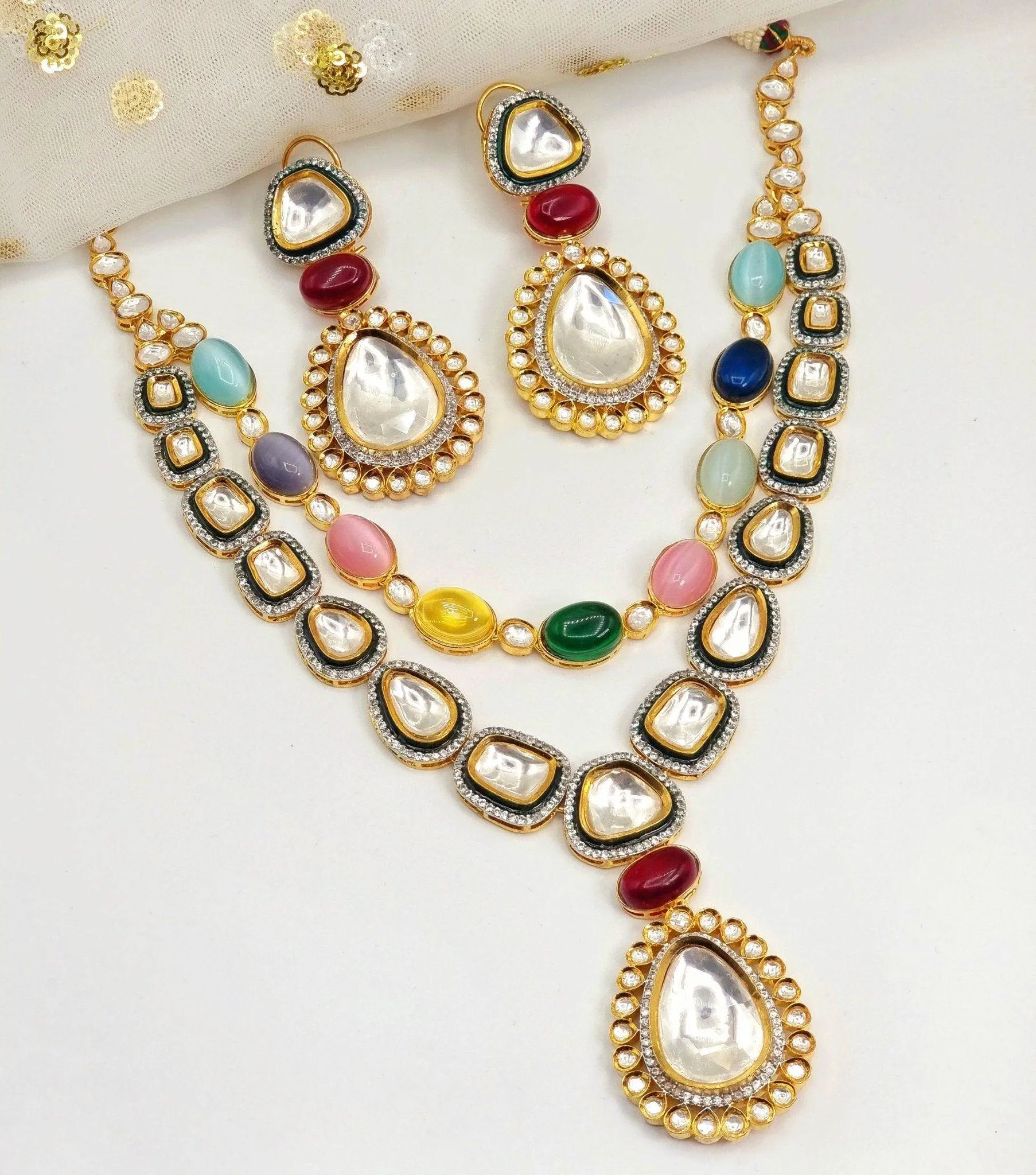 Aliyah Kundan Rani Haar Necklace Set