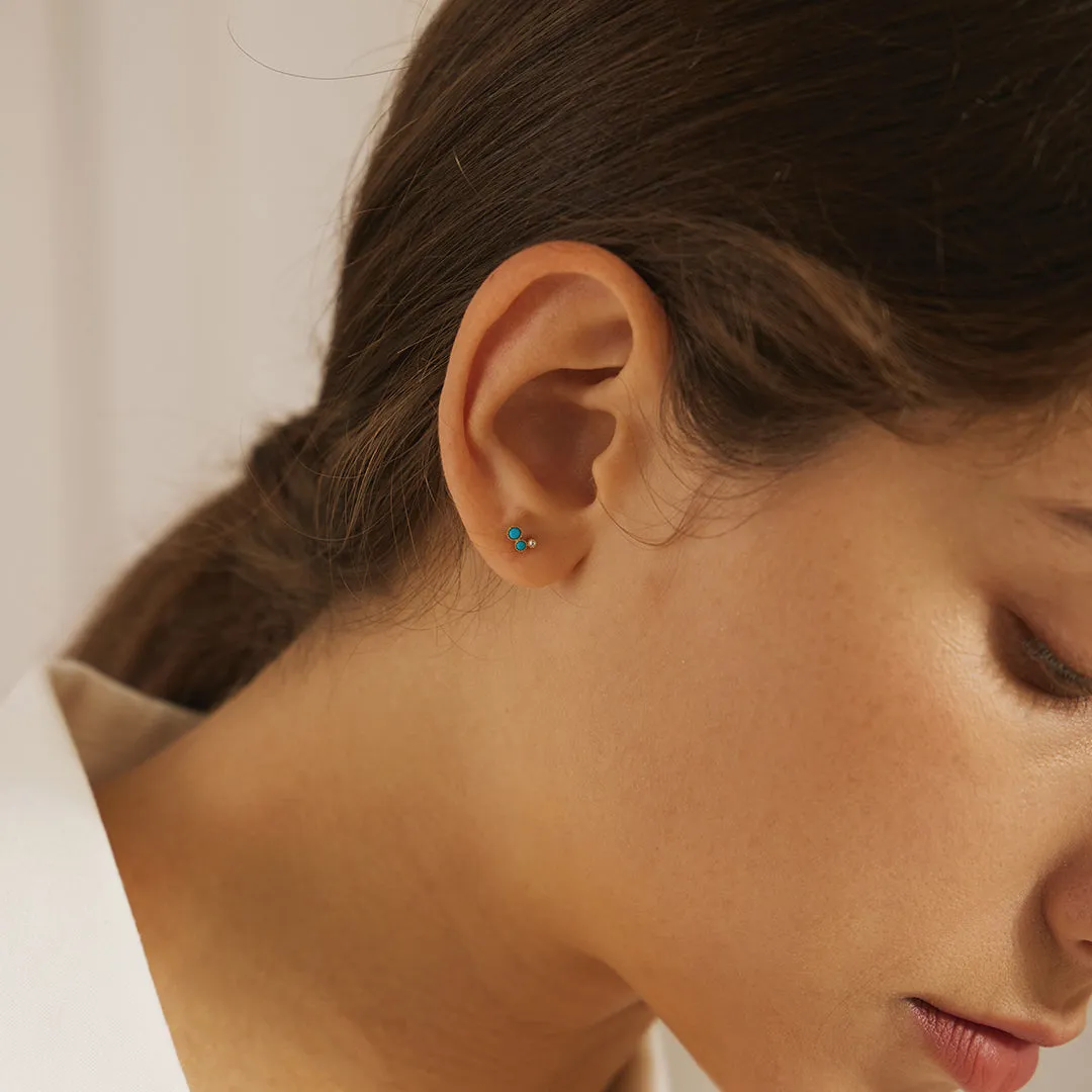 AMIRA | Turquoise & White Sapphire Waterfall Single Earring