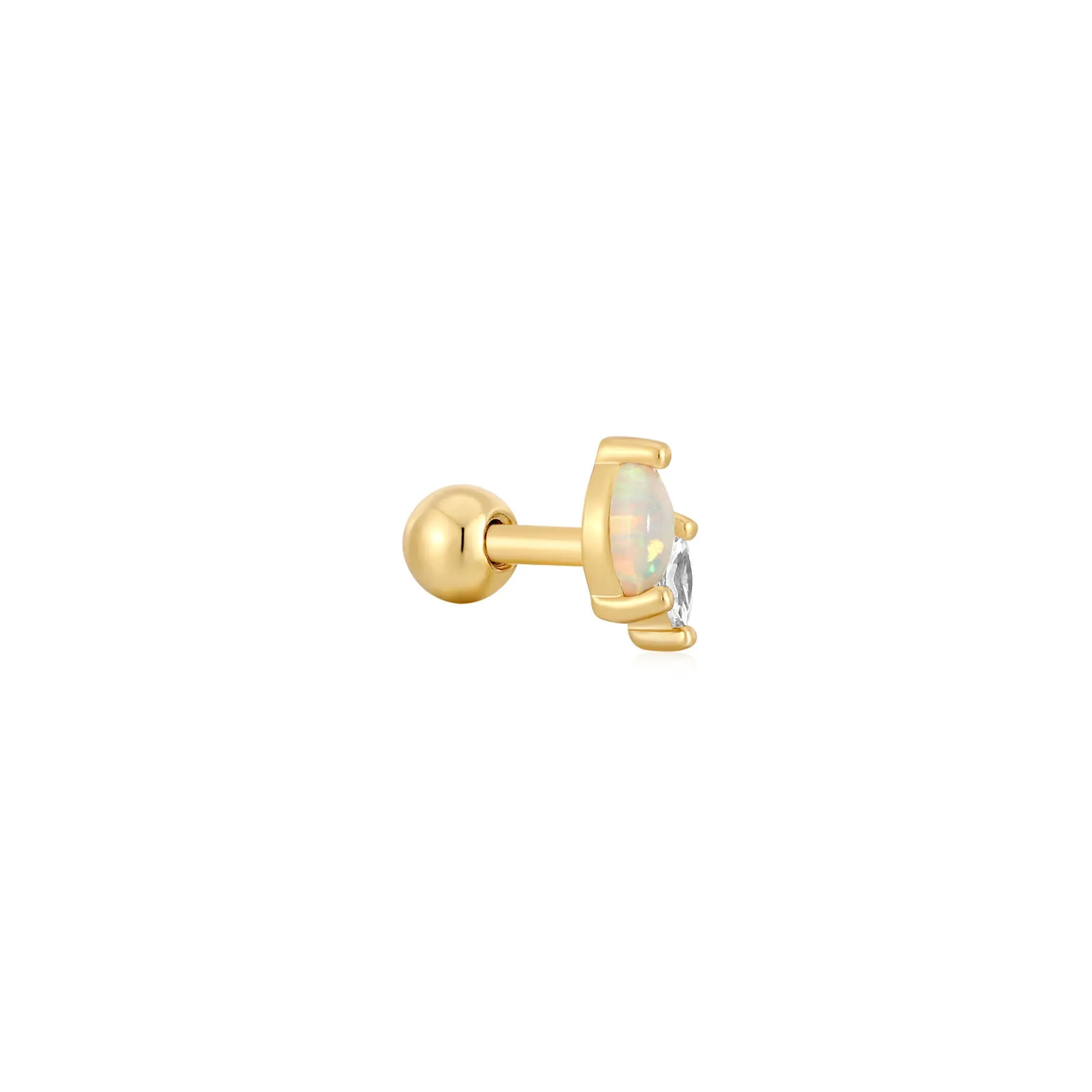 Ania Haie Gold Kyoto Opal and Sparkle Marquise Barbell Single Earring E047-07G