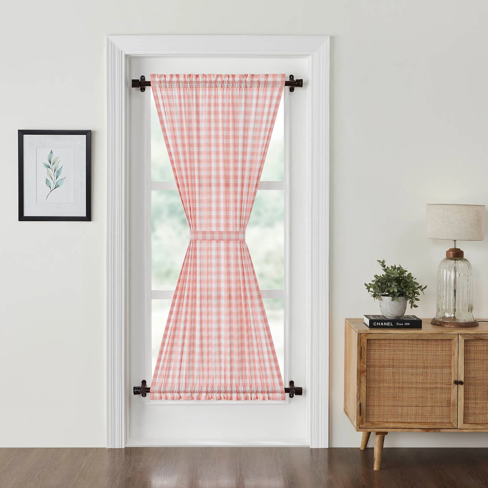 Annie Buffalo Coral Check Door Panel 72x40