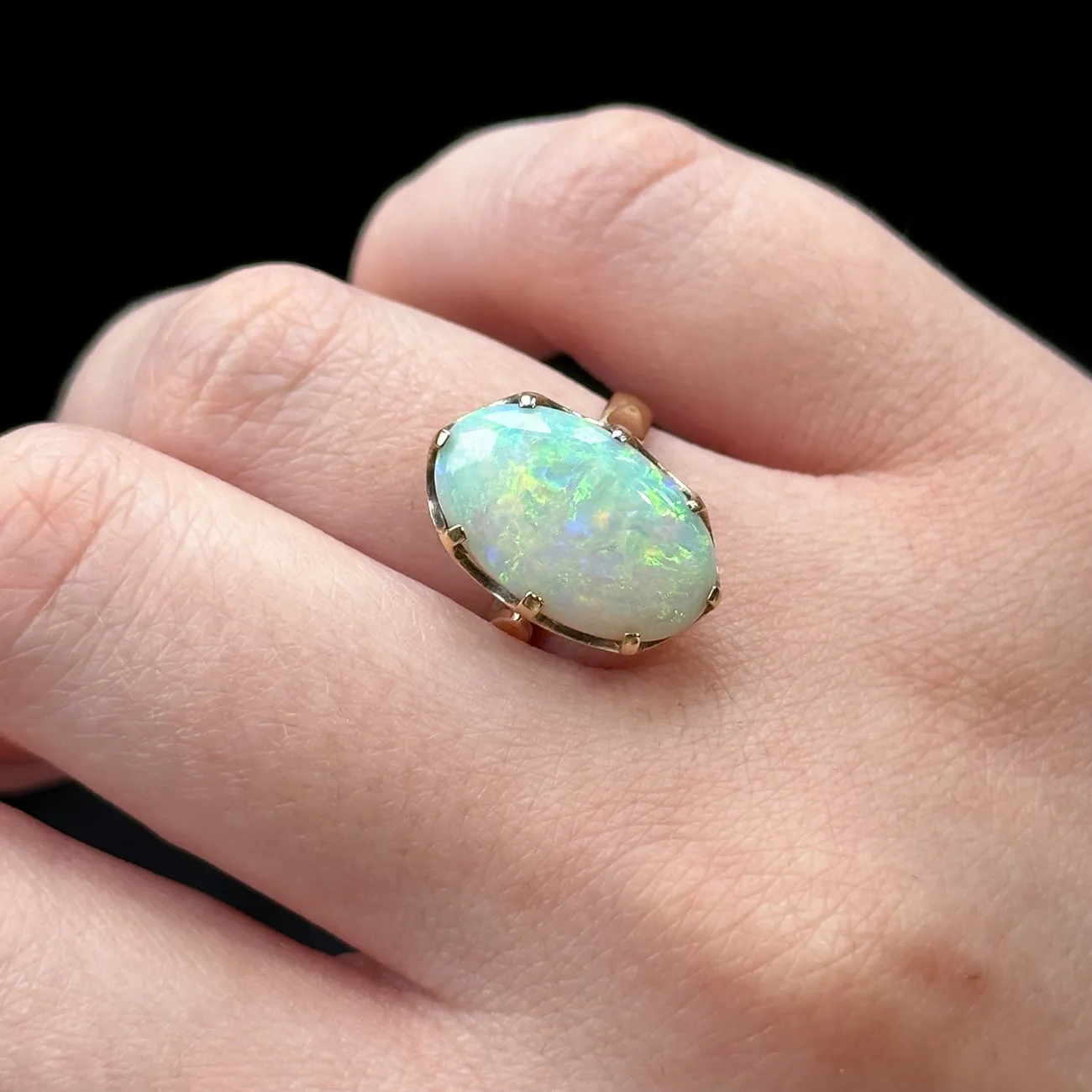 Antique Victorian Natural Opal Solitaire Ring 7ct Opal