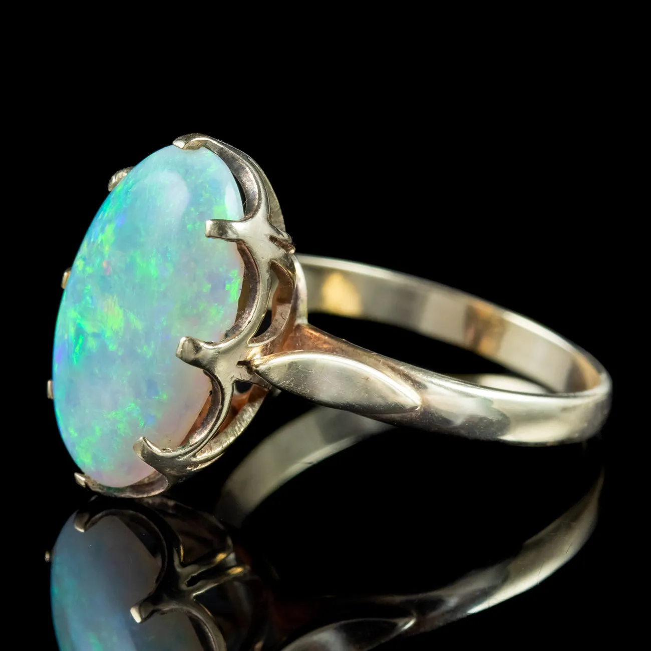 Antique Victorian Natural Opal Solitaire Ring 7ct Opal