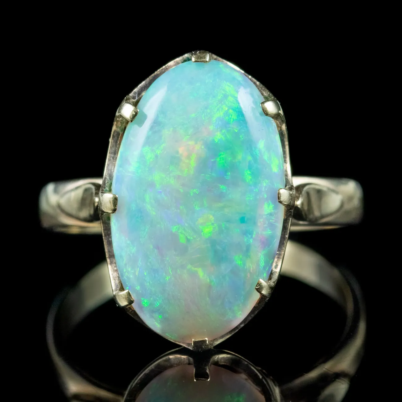 Antique Victorian Natural Opal Solitaire Ring 7ct Opal