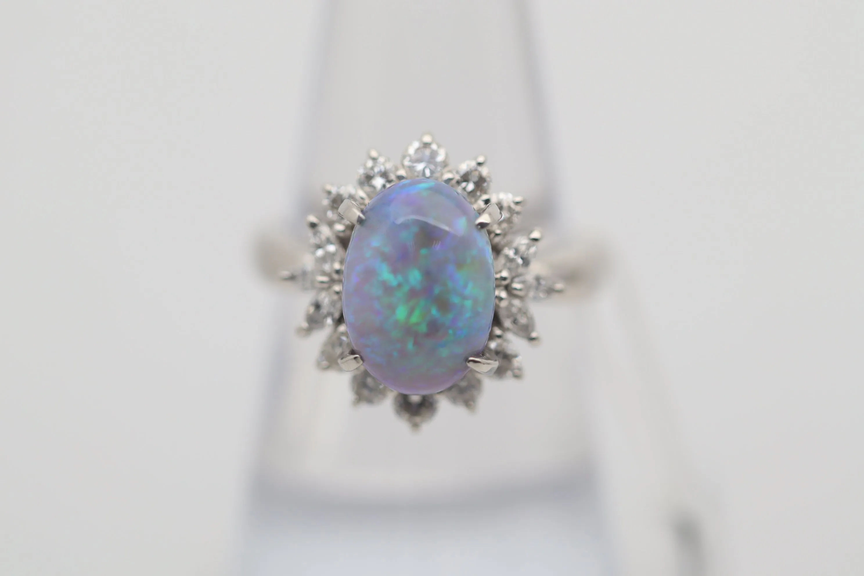 Australian Crystal Opal Diamond Platinum Ring