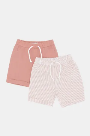 Baby Boys Coral And Red Shorts Set (Pack Of 2)