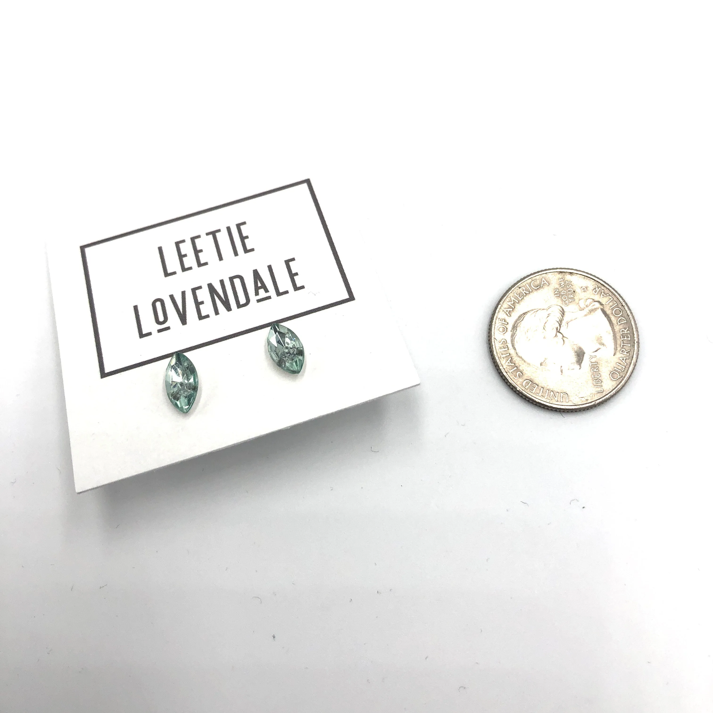 Barely Aqua Shine-On Marquis Stud Earrings