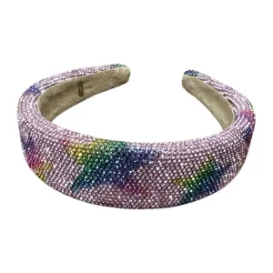 Bari Lynn Fully Crystalized Rainbow Star Headband - Pink