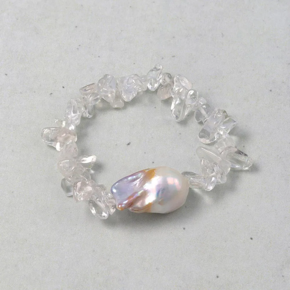 Baroque Pearl and Gravel Hair Tie