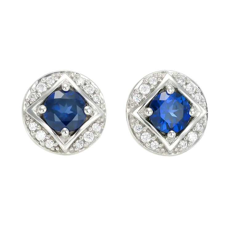 Bezel Set Vintage Inspired Blue Sapphire Earrings