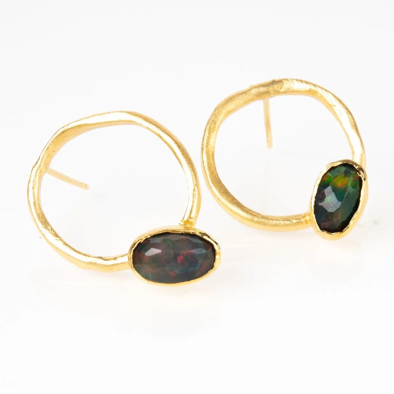 Black Opal Circular Earring