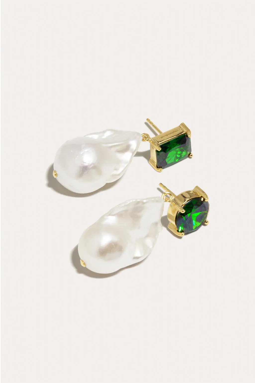 Blink - Pearl and Emerald Zirconia Recycled Gold Vermeil Earrings