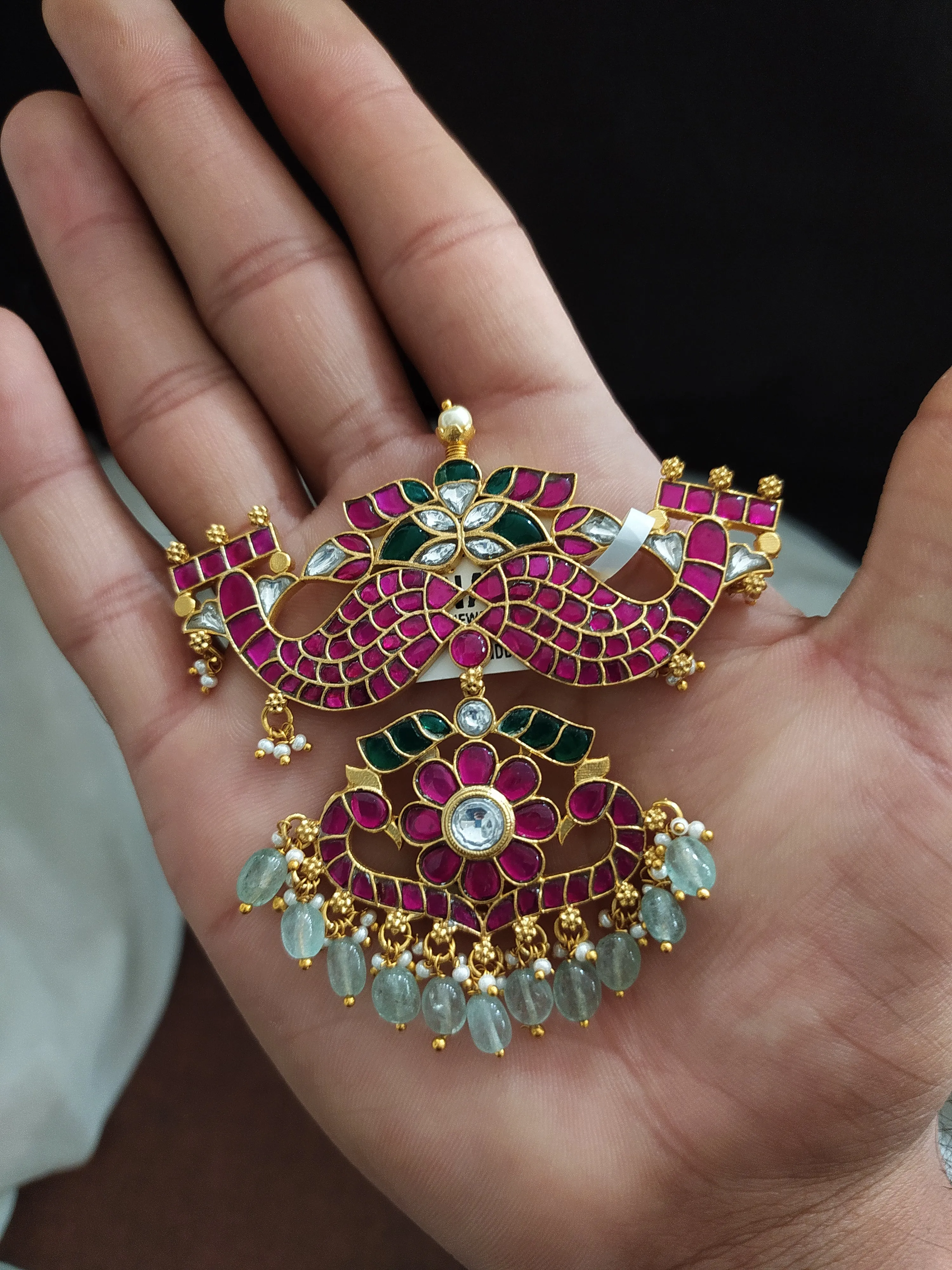 Blooming Grandeur Gold Plated Floral Jadau Kundan Pendant Set