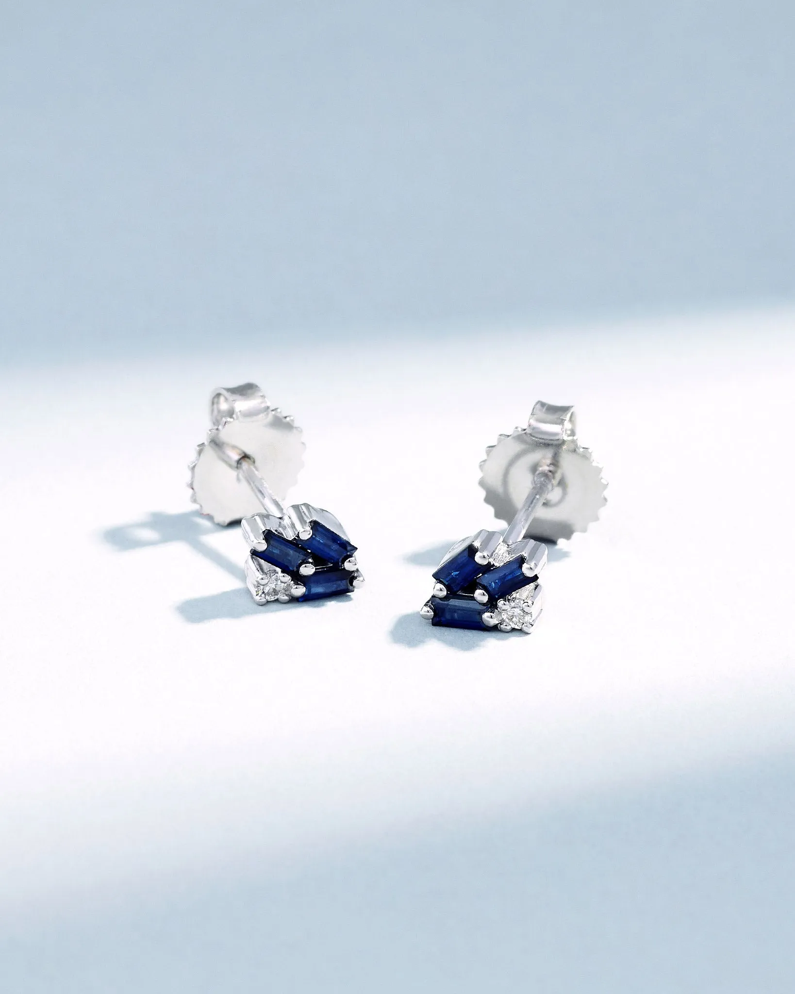 Bold Cluster Dark Blue Sapphire Studs