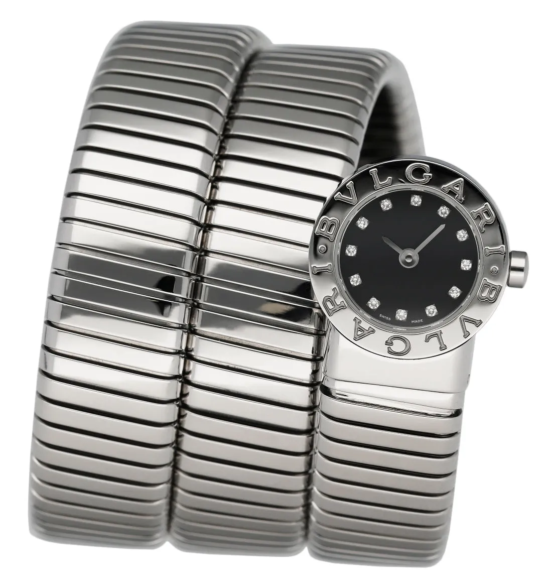 Bvlgari Serpenti Tubogas BB 19 1TS Diamond Dial Steel Ladies Watch