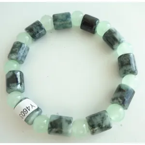 Certified Green Natural Type A Jadeite Carved Circle Stretch Bead Bracelet