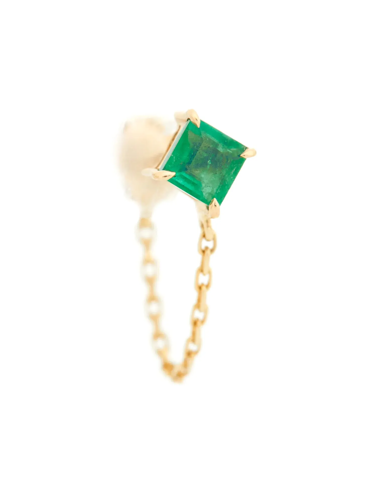 Chain, 14K Yellow Gold   Emerald Earring