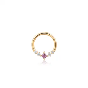 CHERIE | Amethyst and White Sapphire Clicker Hoop