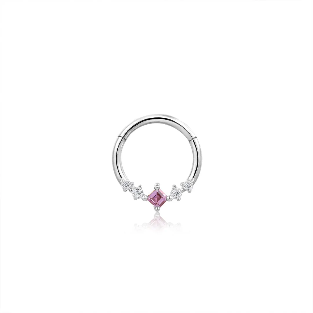 CHERIE | Amethyst and White Sapphire Clicker Hoop