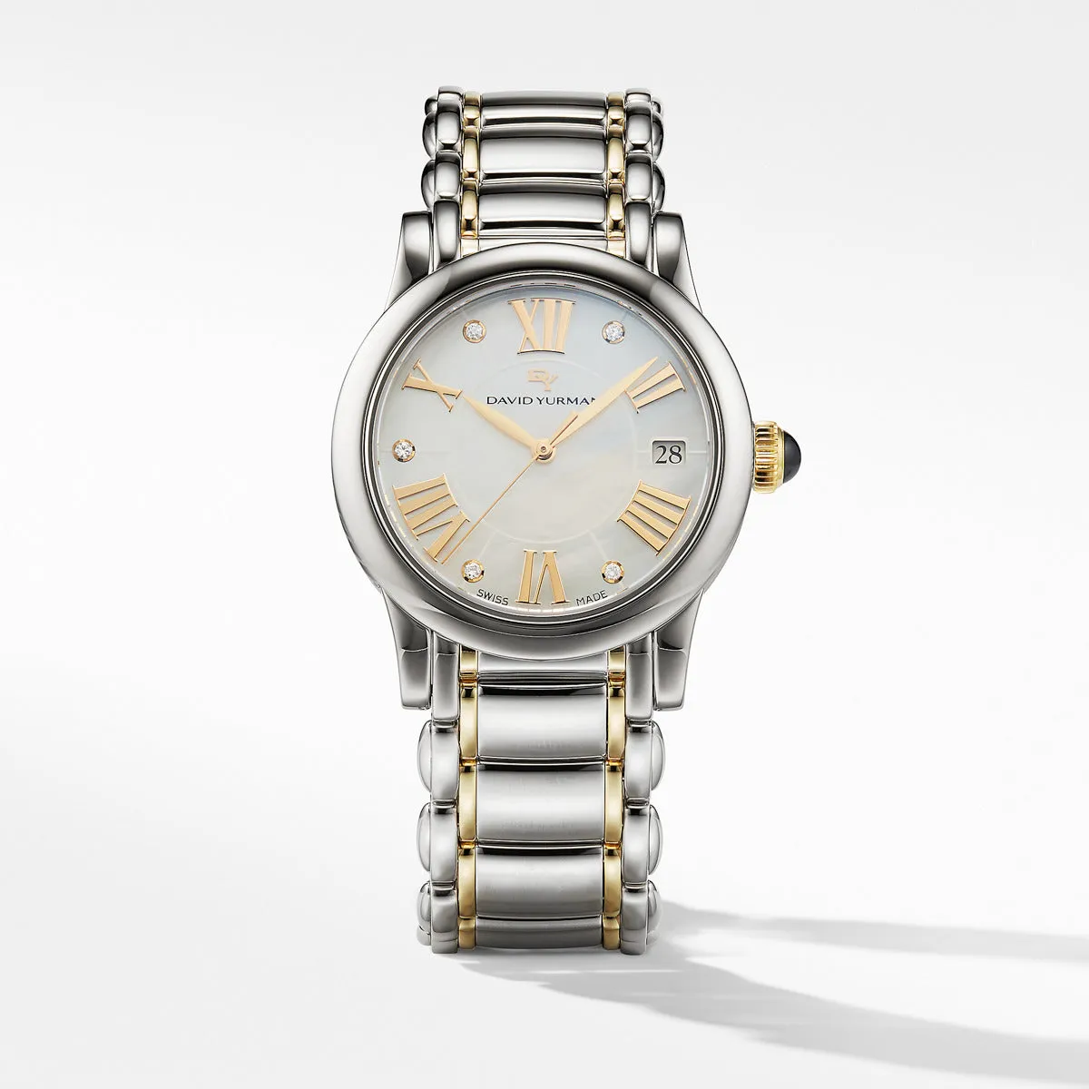 Classic 34mm Stainless Steel and 18K Gold Quartz Watch with Diamond Markers