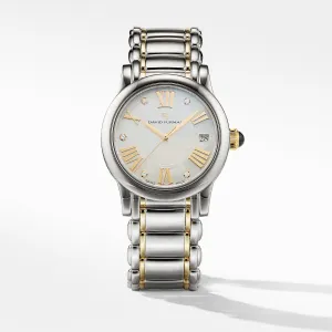 Classic 34mm Stainless Steel and 18K Gold Quartz Watch with Diamond Markers