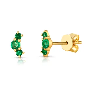 CLIUSTER EMERALD STUDS, 14kt Gold