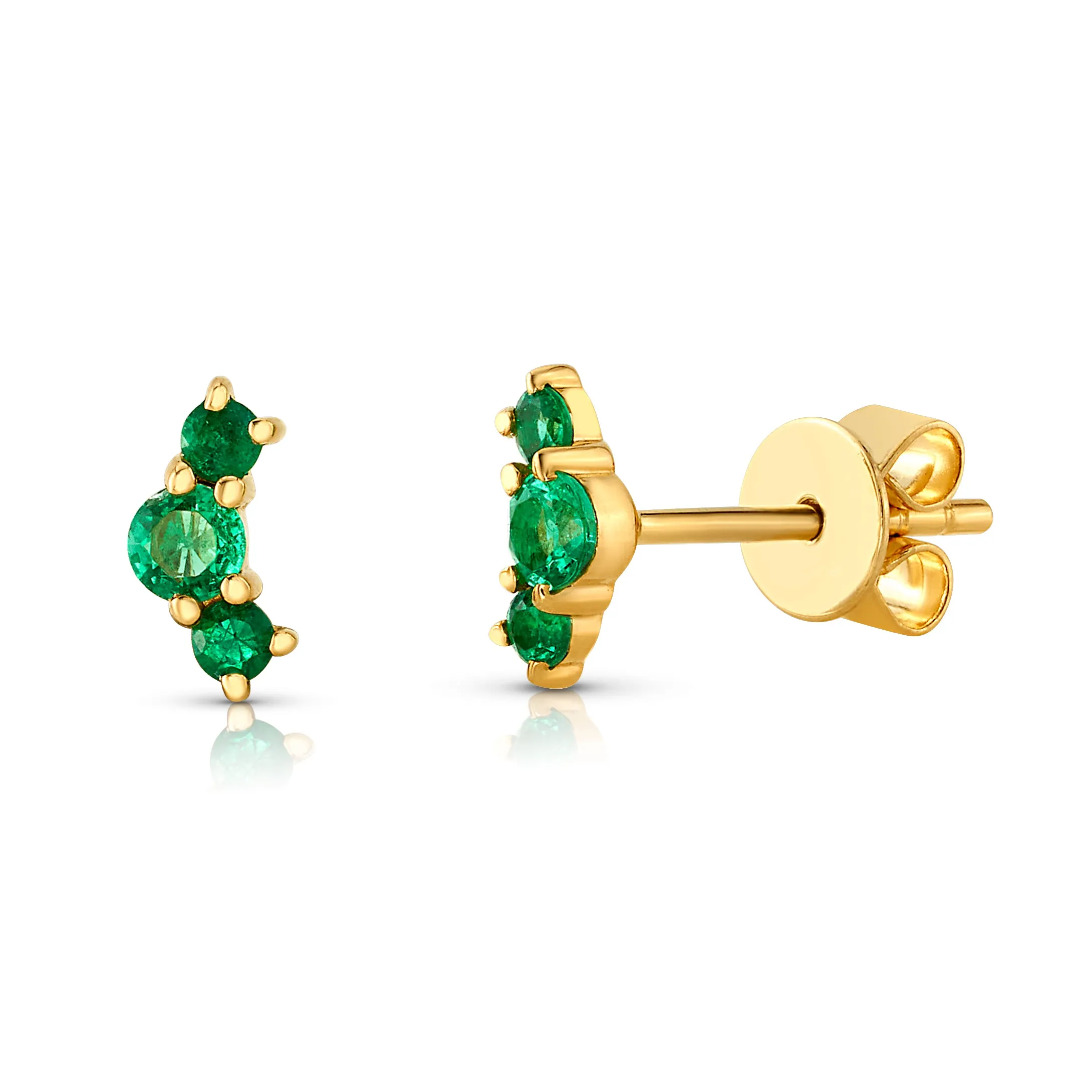 CLIUSTER EMERALD STUDS, 14kt Gold