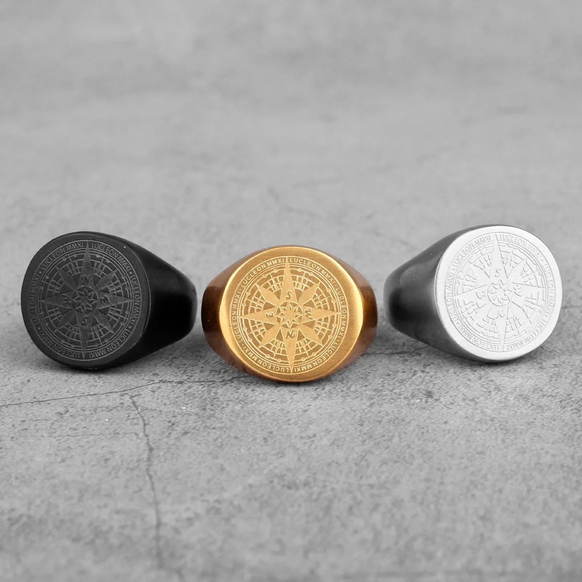 Compass Stainless Steel Signet Ring