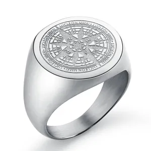 Compass Stainless Steel Signet Ring