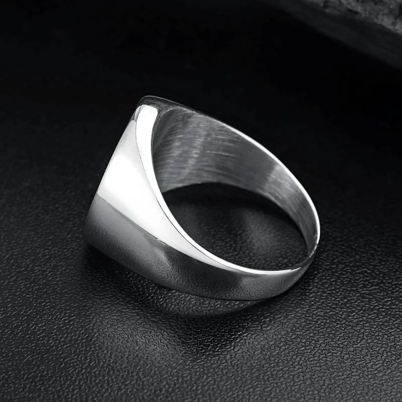 Compass Stainless Steel Signet Ring